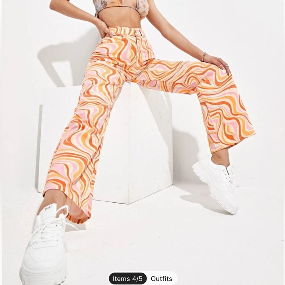 3FOR30 Orange swirly print jeans